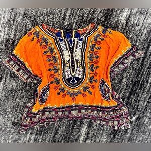 STYLEPARK || Embellished Beaded Cover Up Blouse Tunic Top in Vivid Print - O/S